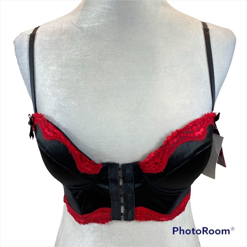 New With Tags Native Intimates Bustier Bust Red and Black Bra Size 34C